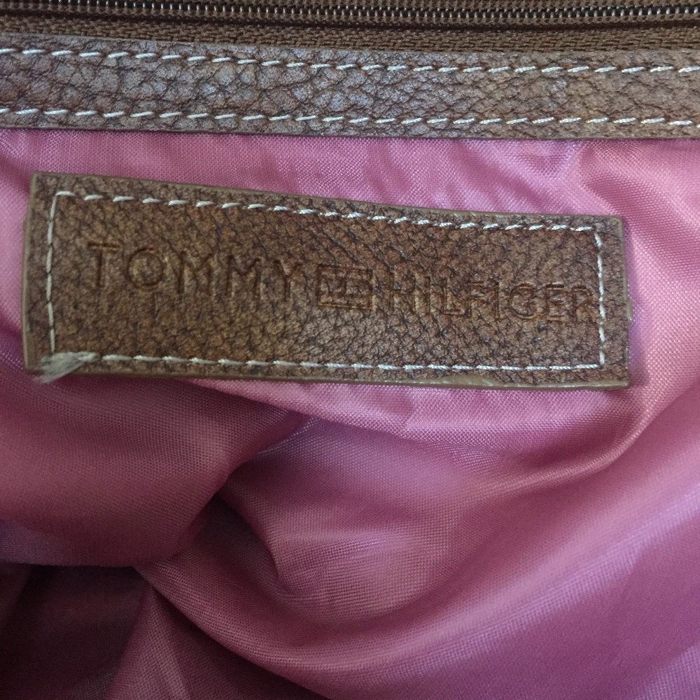 Tommy Hilfiger Brown Leather Tote Bag Purse. - Picture 6 of 6